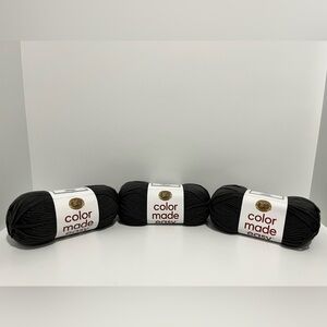 New Lion Brand Yarn Color Made Easy 7oz Coal lot of 3 Skeins discontinued color